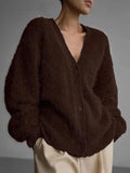 Women's Imitation Sting Cardigan Women's Lazy Wind Loose Sweater Soft Long-Sleeved Knitted Commuting