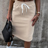 Set With Skirt Solid Slim Ladies Skirts Suit Sleeveless Sweatshirt Crop Tops And Split Lace Up Bottom 2021 Summer