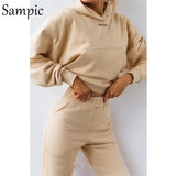 casual winter hoodie two piece set women tracksuit long sleeve print shirt tops and pants two piece set outfits