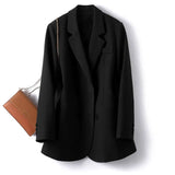 Toloer Small Suit Jacket Female Spring And Autumn Korean Version Loose Temperament Versatile Double Breasted Casual Professional Suit Jacket New-Outfit