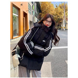 Black Down Cotton Jacket Female Winter 2024 New Korean Version Loose Students Thickened Off-Season Cotton-Padded Jacket Padded Jacket Coat-Outfit