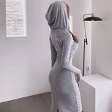 Autumn Women Fashion Sweatshirt Dress Female Long Sleeve Casual Hoodies Bodycon Midi