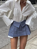 Style Pleated Stitching Mini Skirt Woman 2023 Spring Summer New Casual Streetwear Hot Girl High Waist Flanging