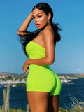 Summer Streetwear Jumpsuit Women 2022 Backless Strapless Rompers Womens Jumpsuit Gray Print Black Green Rompers