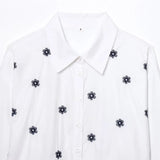 Homemade New Women's Embroidered Prefectural Cotton Clip Long Sleeve Shirt
