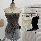 Real Shooting Wasteland Wind Thoracic Thoracic Do Old Hole Irregular Lotus Leaf Side Vest Millennial Babes Sleeveless Top