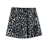 Women Chic Fashion Animal Print Loose Shorts Skirts Vintage High Waist Zipper Fly Female Skort