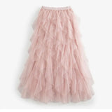 Asymmetrical Mesh Skirts For Women High Waist Ankle Length Skirts Female Elegant Korean Fashion 2020 Clothing