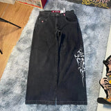 Wide-Legged Jeans Street Hip-Hop Personality Y2K Straight Casual Pants-Outfit