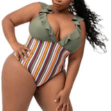Size Sexy Swimsuit Bikinis Women Shorts Bodysuits Summer Holiday Striped Bodycon Stretch Swimwears Wholesale