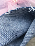 Women's Jeans High Waist Slim Pink Mesh Bowknot Pearls Stretch Female Denim Ankle-Length Pants 2024 Summer New Fashion-Outfit