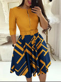 New Ladies' Fashionable Long-Sleeved Dress With Belt-Outfit