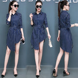 Shirt Dress Women Long Sleeve Fashion Casual Sexy Mid Long Shirts Sleepwear Irregular Loose Button Cardigan Blouses