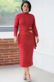Turtleneck Cut Out Mature Midi