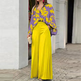 Women's Dress 2025 Printed Shirt Long-Sleeved INS Style Trousers Fashion Winter Wear