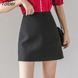 Women Summer Chiffon Solid 3XL Office Ladies Korean-style Formal A-line High-waist Elegant New Mini Sexy All-martch