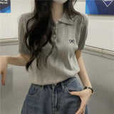 Of Arts And Arts Summer New Mahua Butterfly Embroidery Small Cicpic Design Sense Knitted Short Sleeve