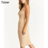Seamless Nude Slip Dress 2023 Summer Women Adjustable Strap Sexy Vestidos Stretchy Bodycon Slim Midi Dress