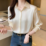 And Autumn 2025 New Advanced Sensational Anti-Floored Wrinkled-Faced Shirt For Women's French Leisure Career Commuting