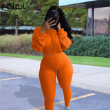 Streetwear Autumn Winter 2 Two Piece Set Women Tracksuit Bodycon Long Sleeve Crop Top Pants Women Matching Set Sexy
