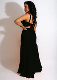 Sexy Sleeveless Crop Top Solid Slit Long DressTwo Piece