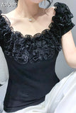 Sexy High Quality Cotton Ruffled Shirt Women Tops Short Sleeve Blouse 2023 Slim Blusas Chic Top New Blouse Clothes