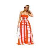 Sexy Tube Top Print Backless Loose Maxi