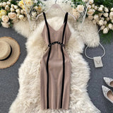 Summer New Knitted Women Dresses V-Neck Sexy Split Lady Elegant Body-con