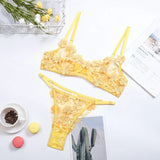 Lace Bra Sets Underwear Backless Vest Sexy Panties Lingerie Padded Bralette Ultrathin Briefs Female Intimate with
