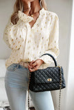 Loose Shirt Blouse Women Spring Autumn Fashion V-neck Rufles Sleeve Shirts For Women 2023 White Hot Stamping Top Femme-Outfit