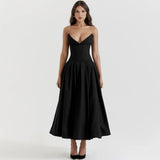 2025 New Sexy Long Dress With Chest Dress V Pointed Fish Bone Gird Waist A Swing Dress