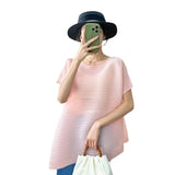 Folded Round Collar Folding Top In The Long Loose Thin Irregular Spring Blouse Summer Design