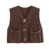2024 Autumn And Winter New Women's Street Fashion 11 Color Thick Needle Vest W063 6001-Outfit