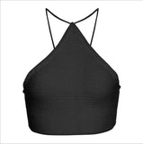 Sexy Women Casual Knitted Fashion Cotton Halter Sleeveless Crop Tops 2021 Summer Beach Sweat Tank Tops Y2K Skinny