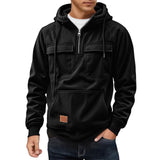 Men's Casual Coat Hooded Autumn And Winter Tunic Station Multi-Pocket