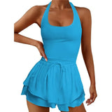 Women Tennis Dress Summer Casual Solid Color Sleeveless Open Back Athletic Mini Dresses with Pockets Sports Workout Golf Dress 703-1-Outfit