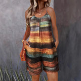 Women's Clothing Large Print Casual Sleeveless Loose Broad Leg Trousers Plus-Size Women's