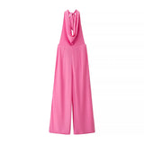 Summer New Women's Bow Ornament Hanging Neck Temperament Rest Height Waist Jump Pants