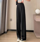 Toloer Pants Female Spring And Autumn 2024 New High Waist Hanging Feeling Loose Straight Leg Hanging Feeling Wide Leg Pants Large Size Pink Casual Pants-Outfit