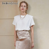White Casual T Shirt For Women O Neck Short Sleeve Loose Minimalist T Shirts Female 2021 Summer Fashion Clothes