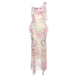 2025 New Women's Dress French Temperament Lotus Leaf Crums Hanging Skirt Design Waist Irregular