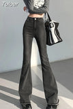 2023 Women Jean Flare Pants Korean Fashion Plus Slim High Waist Bell Bottoms Pants High Strecth Trousers For Female