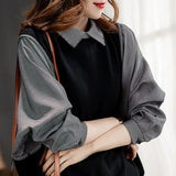 Women's Autumn 2025 New European Gaseuse Small Shirts Two High-Sleeved
