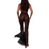 Leg Pants Summer Wide Perspective Net Beach Yarn Women's Ama Skin Sexy