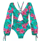 Sleeve Swimwear Women 2021 New Printed One Piece Swimsuit Female Plus Size Swimwear Monokini Bathing Suit Summer Beach