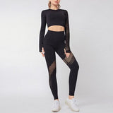 Out Seamless Sports Set Sport Outfits Women Black Two 2 Piece Crop Top Bra Leggings Workout Gym suit Fitness Sport
