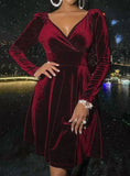 Sexy V Neck Long Sleeve Velvet