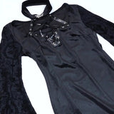Autumn Style New Style Slim Velvet Dress With Dark Goth Horn Sleeves Tied With Forks-Outfit