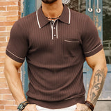Men's New Summer Knits Clip Short Sleeve Business Polo Shirt Men's