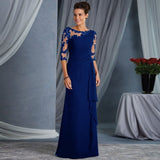 Spring And Summer Wish New Explosive Long Lace Perspective Round-Neck Sleeve Dress